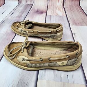 Sperry Top Sider Womens 8M‎ Angelfish Beige Leather Boat Shoes 9102047